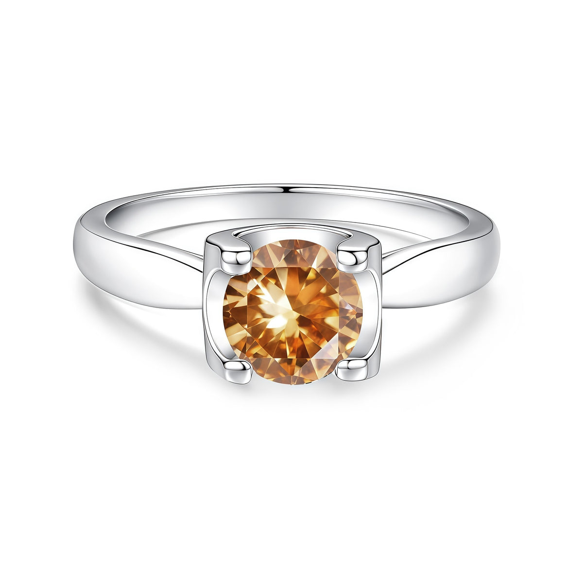 S925 Sterling Silver "Bull's Head" Setting Ring with Colorful Moissanite