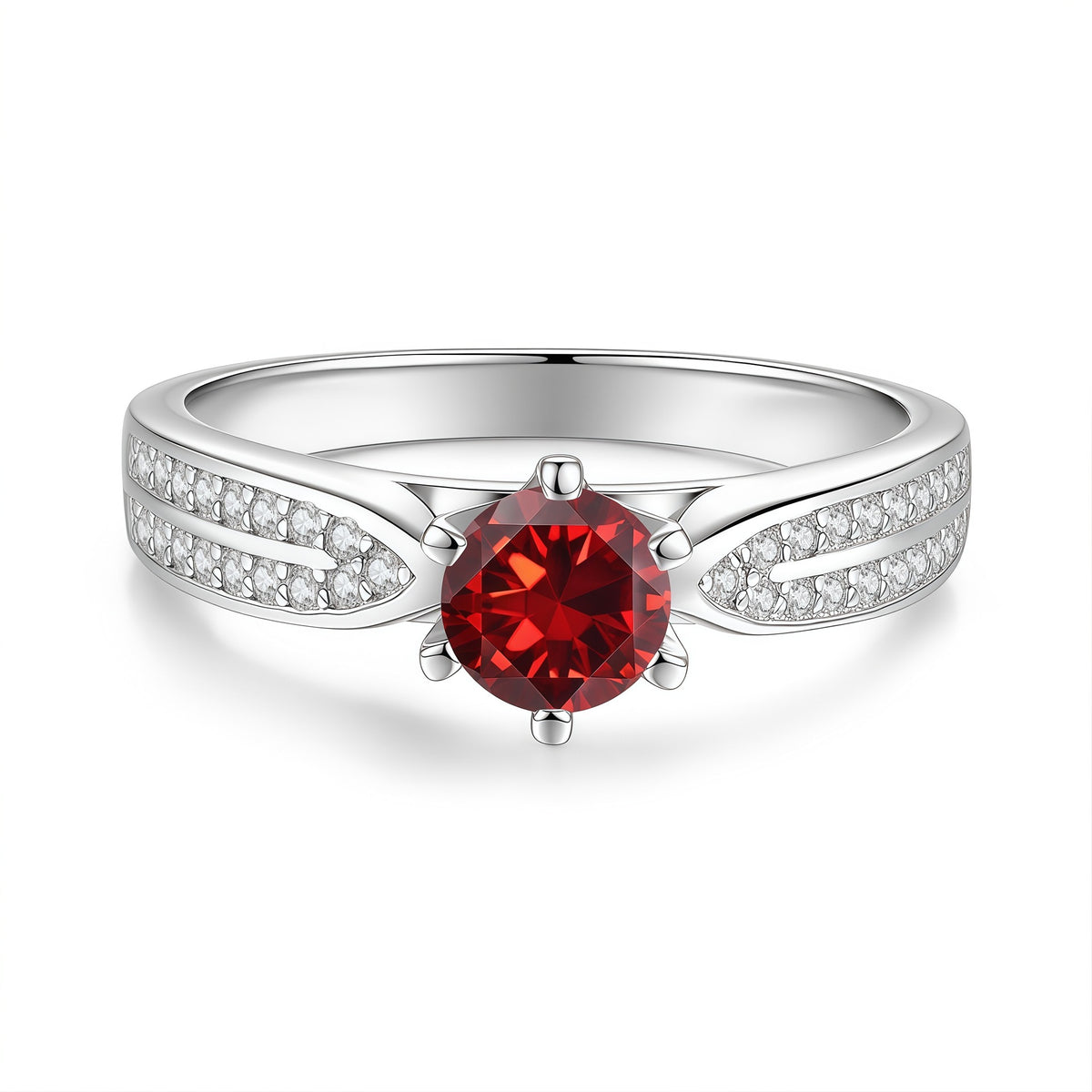 S925 Sterling Silver "Starlight Queen" Ring with Colorful Moissanite