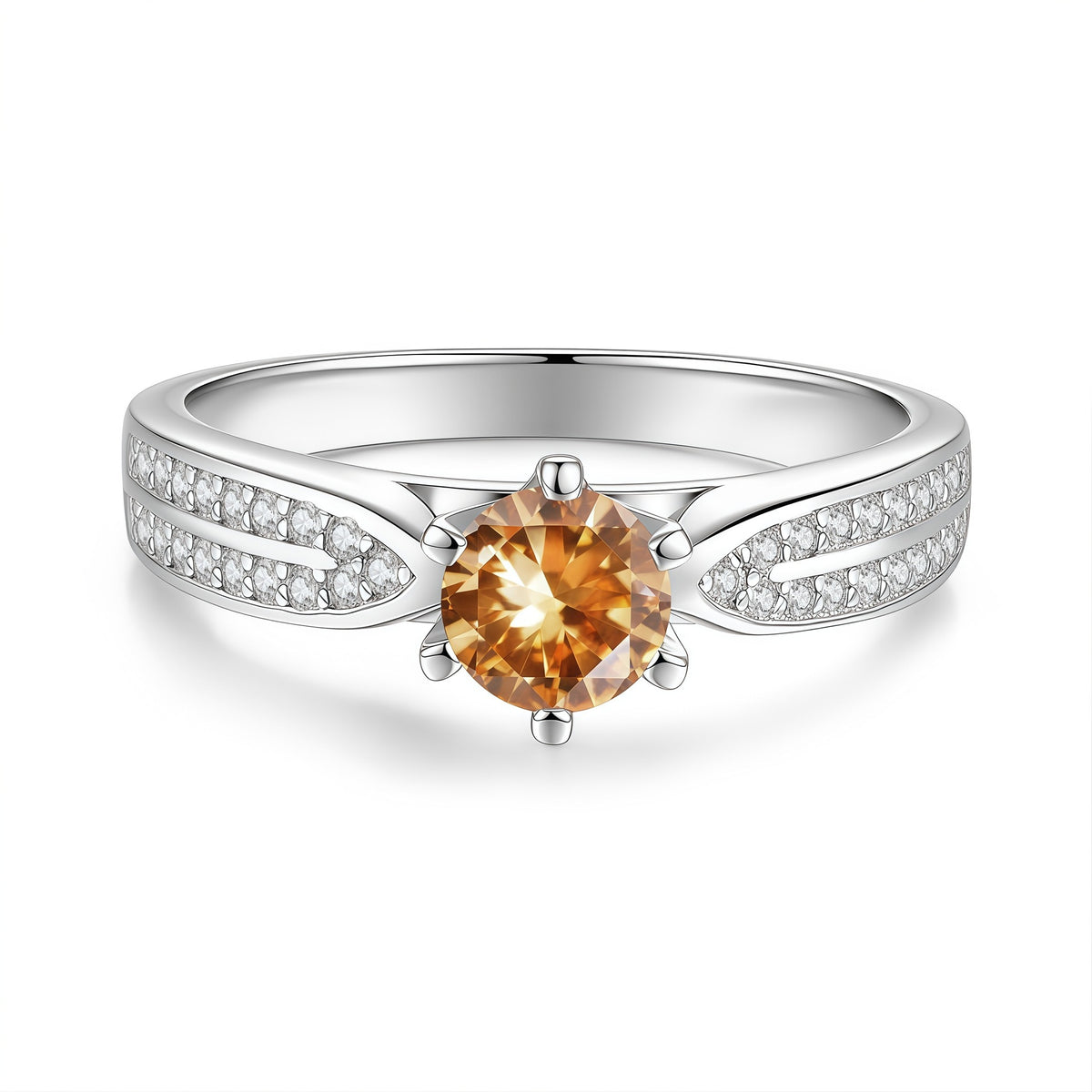 S925 Sterling Silver "Starlight Queen" Ring with Colorful Moissanite