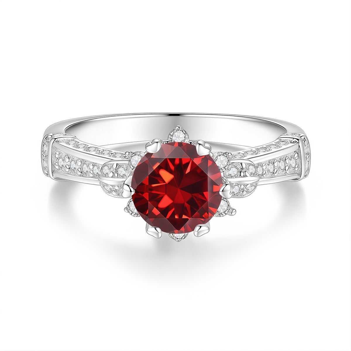 S925 Silver Colorful Moissanite Ring – Bouquet Design