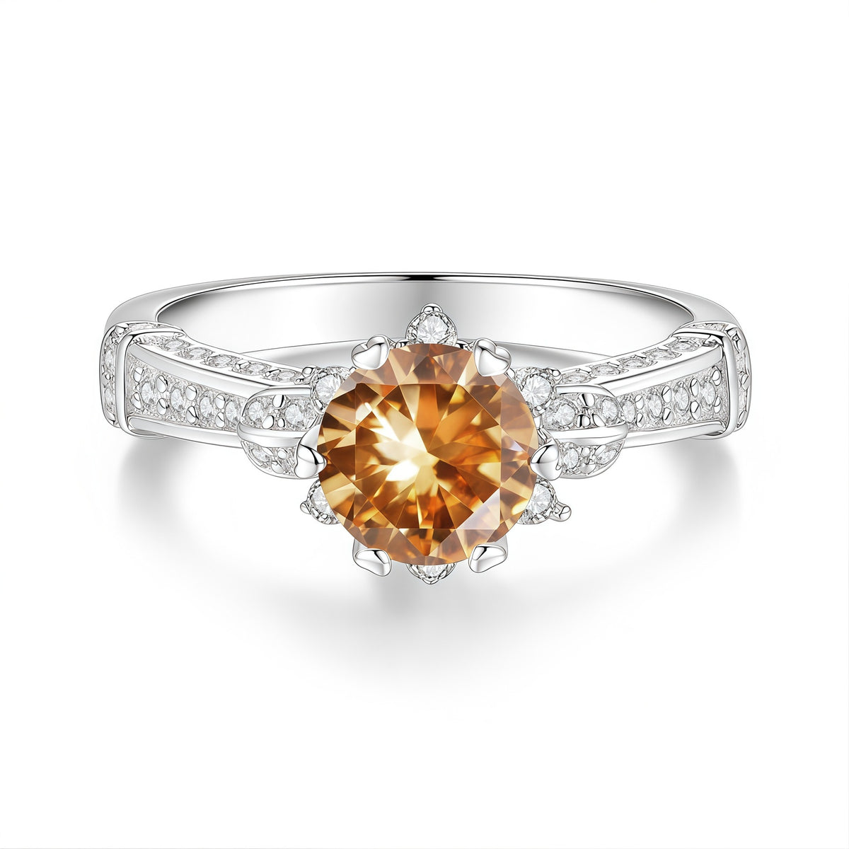 S925 Silver Colorful Moissanite Ring – Bouquet Design