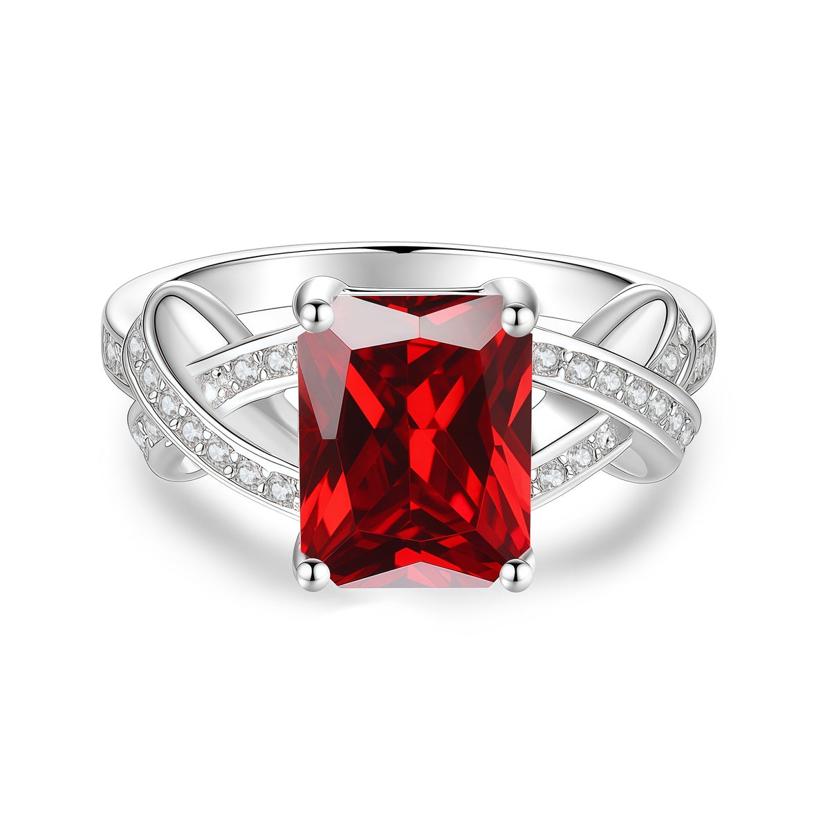 S925 Sterling Silver Rectangular Colored Moissanite Ring