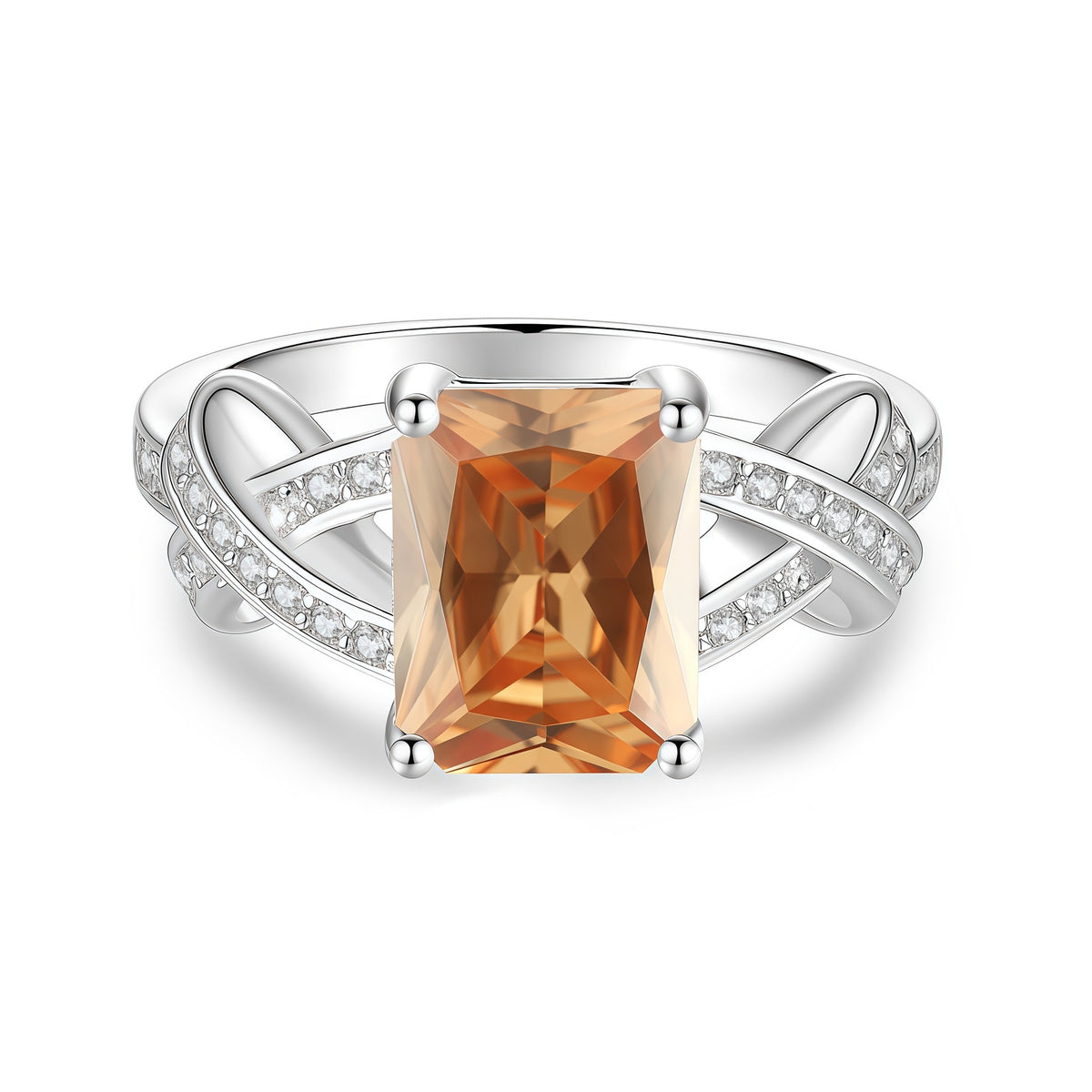 S925 Sterling Silver Rectangular Colored Moissanite Ring