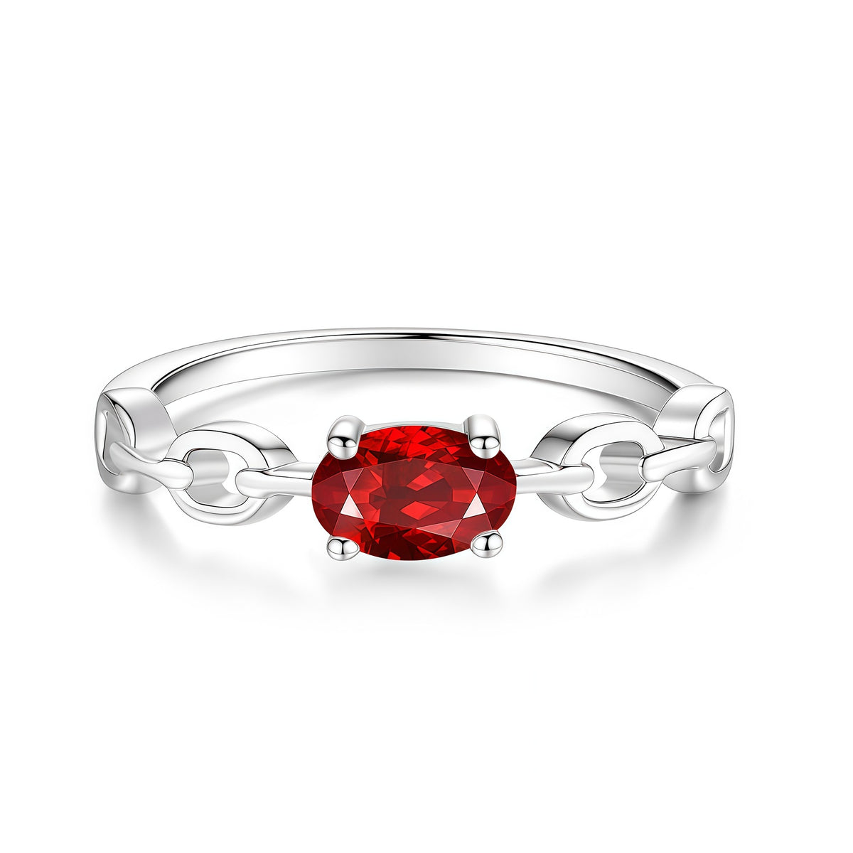 S925 Sterling Silver Six-Prong Round Colored Moissanite Ring