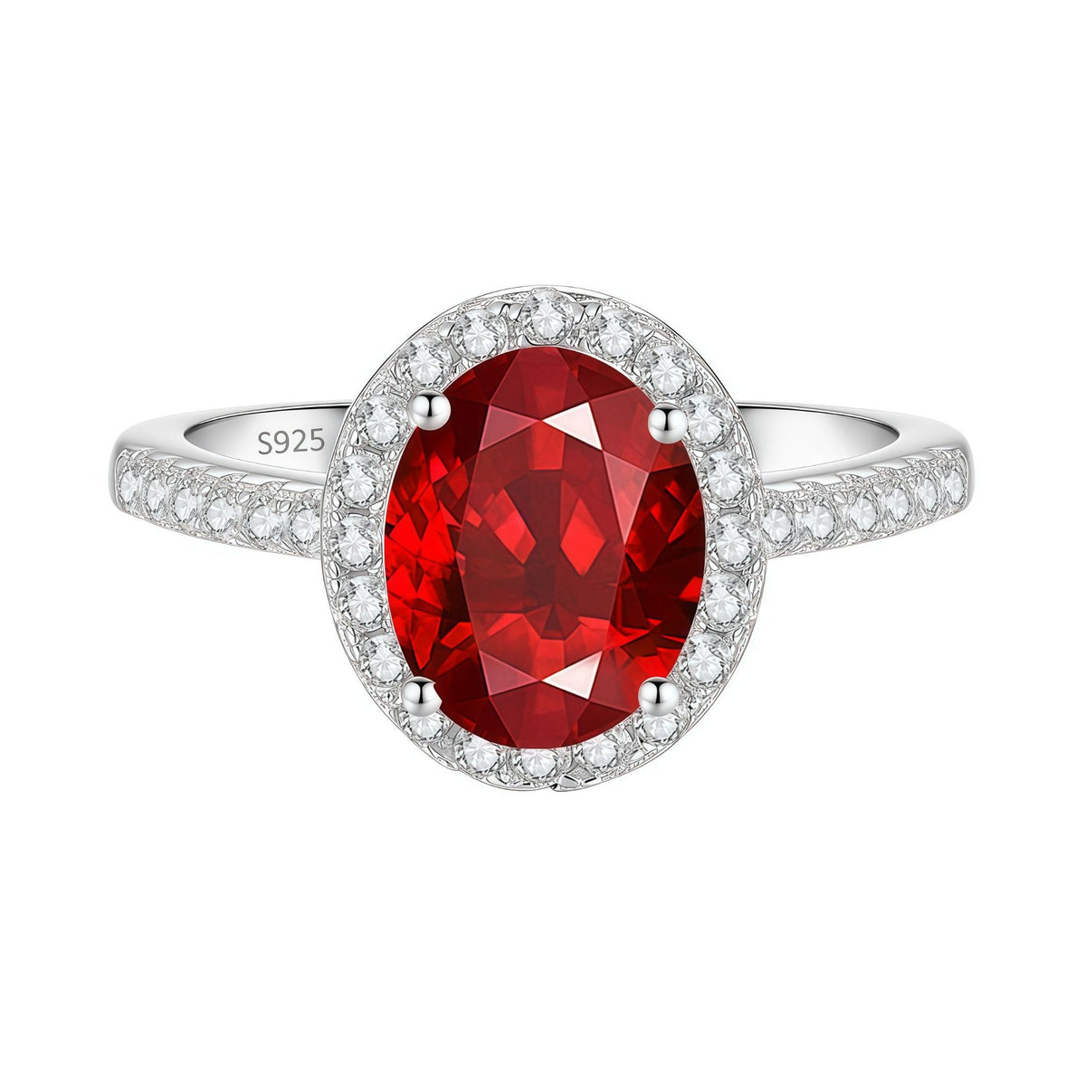 S925 Silver Oval-Shaped Ring with Colored Moissanite