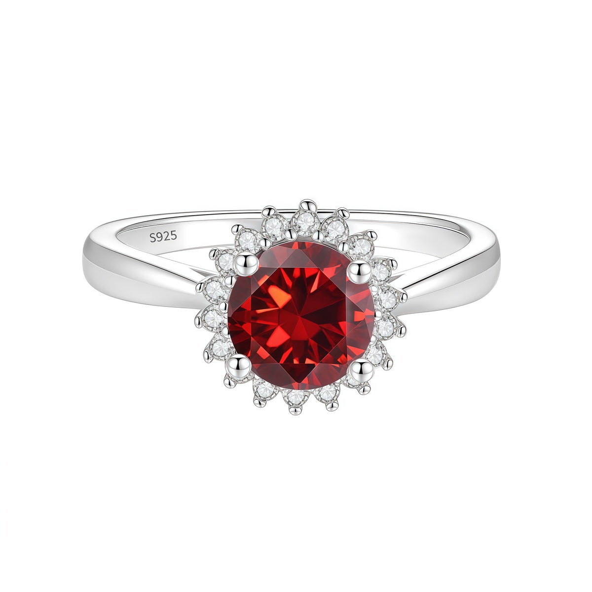 S925 Sterling Silver Sunflower Ring with Colorful Moissanite
