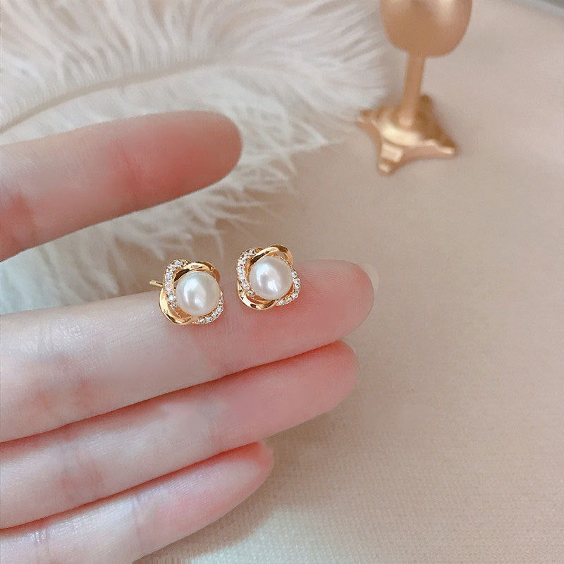 S925 sterling silver pearl earrings