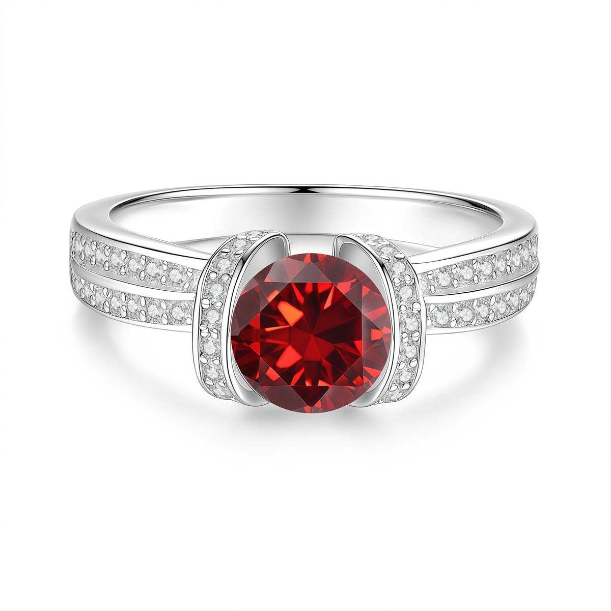 S925 Silver Ring with Colored Moissanite