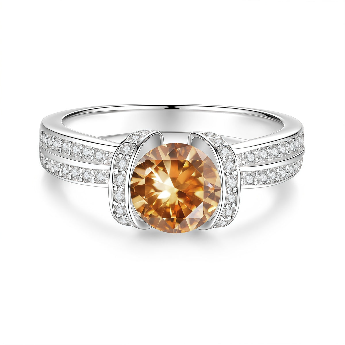 S925 Silver Ring with Colored Moissanite
