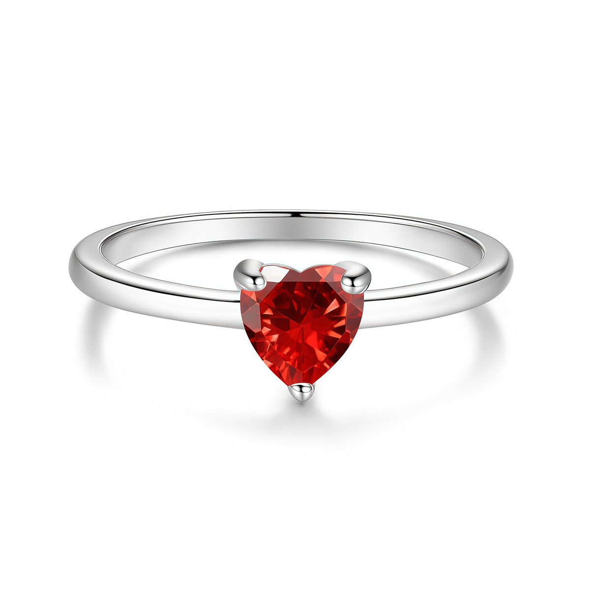S925 Sterling Silver Six-Prong Round Colored Moissanite Ring