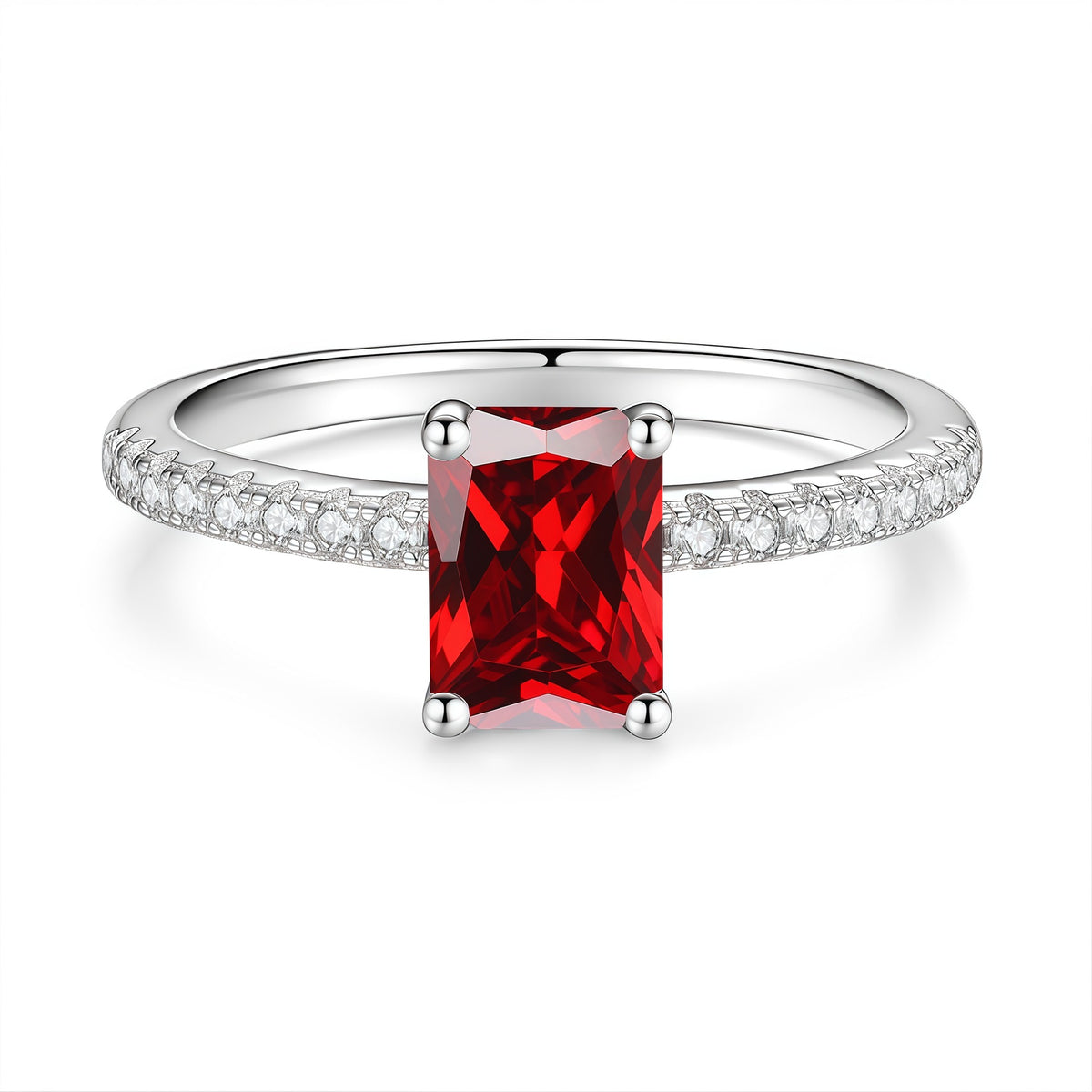 S925 Sterling Silver Rectangular Moissanite Ring