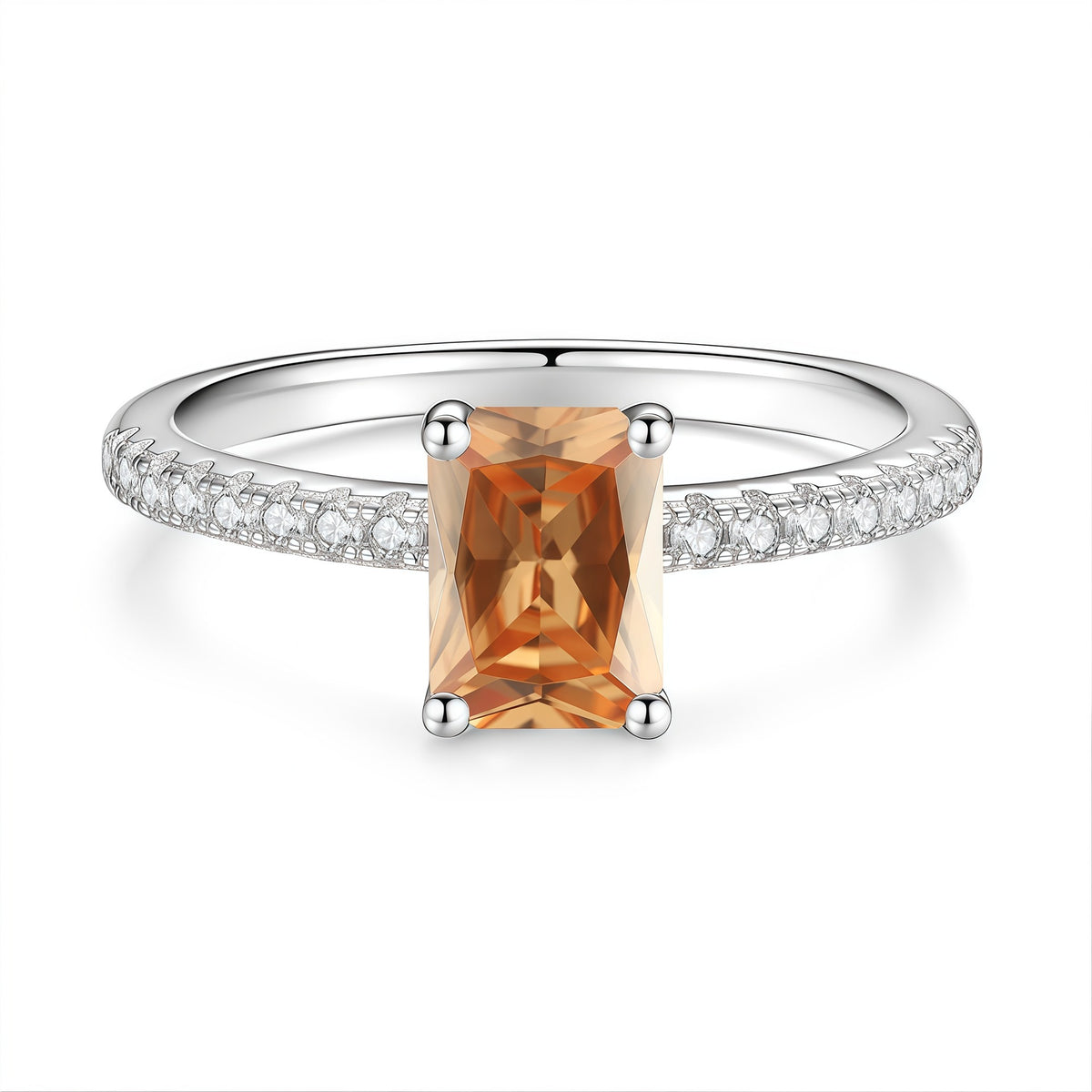 S925 Sterling Silver Rectangular Moissanite Ring