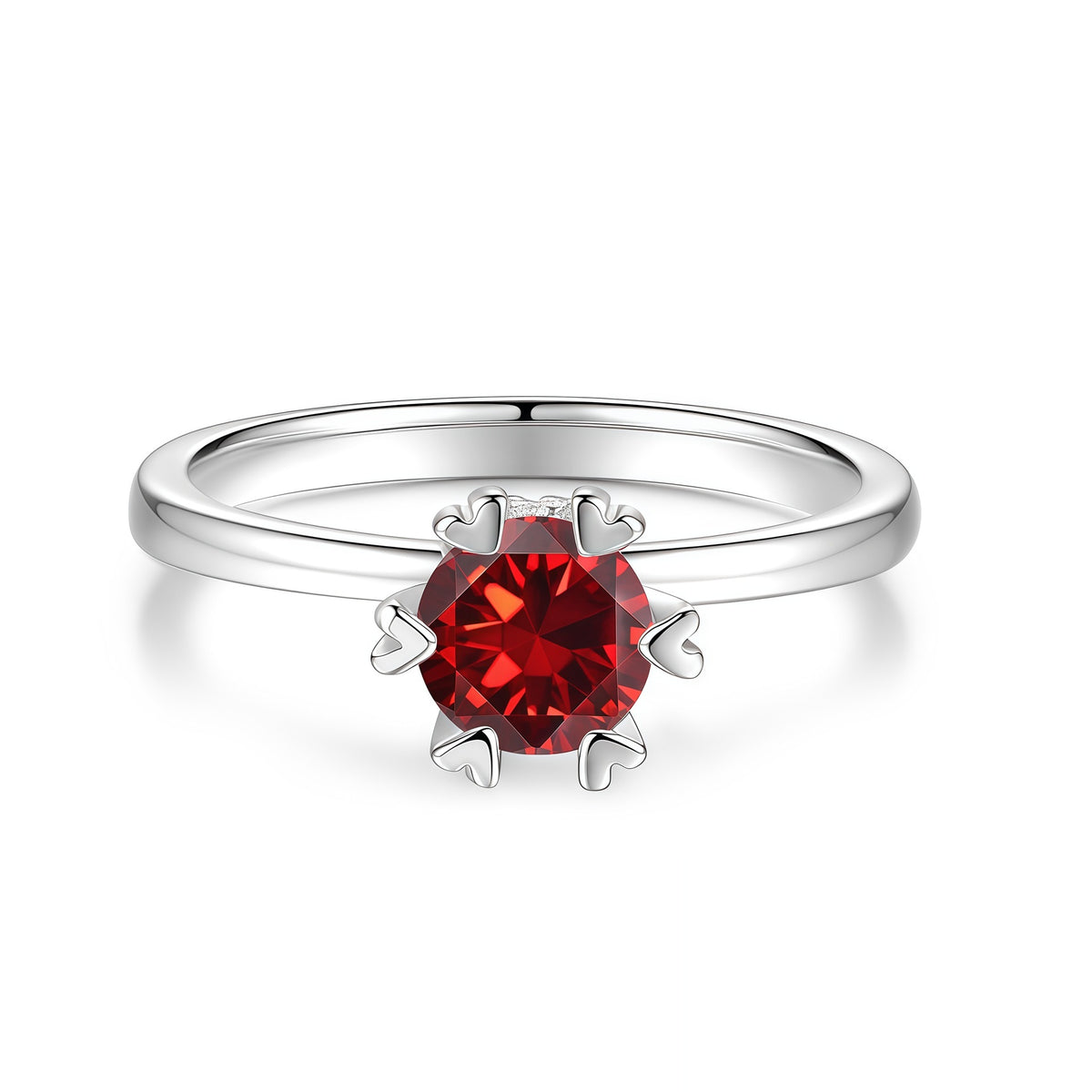 S925 Silver D-Color Moissanite Six-Prong Heart-Shaped Ring