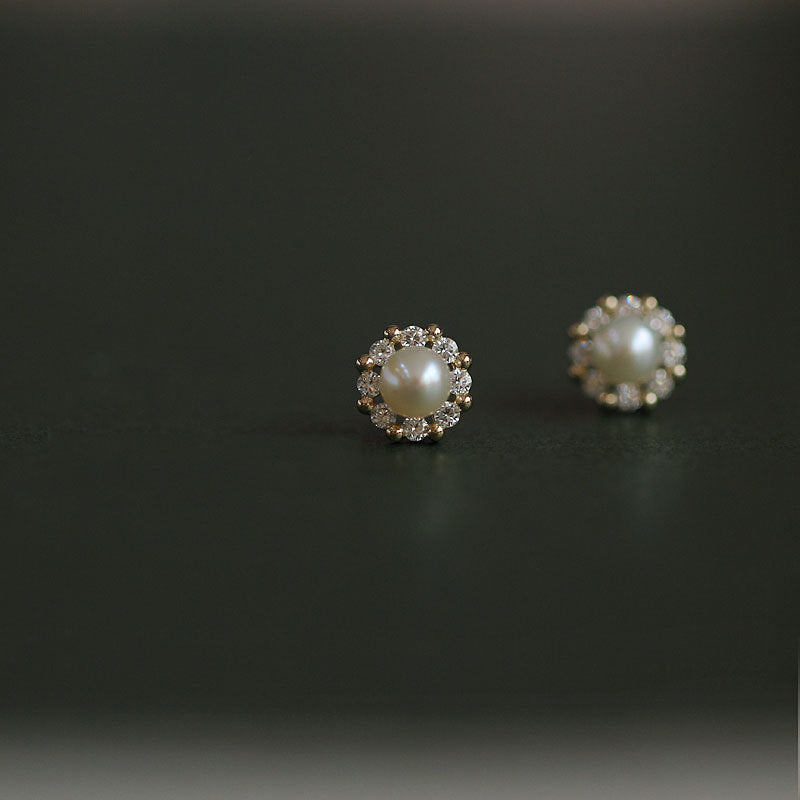 S925 pure silver freshwater pearl earrings
