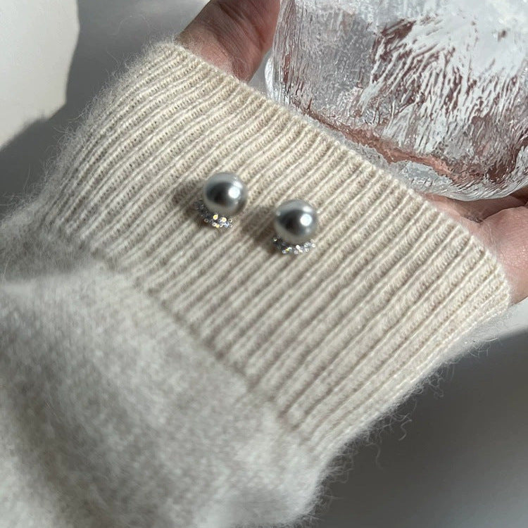925 sterling silver imitation pearl earrings