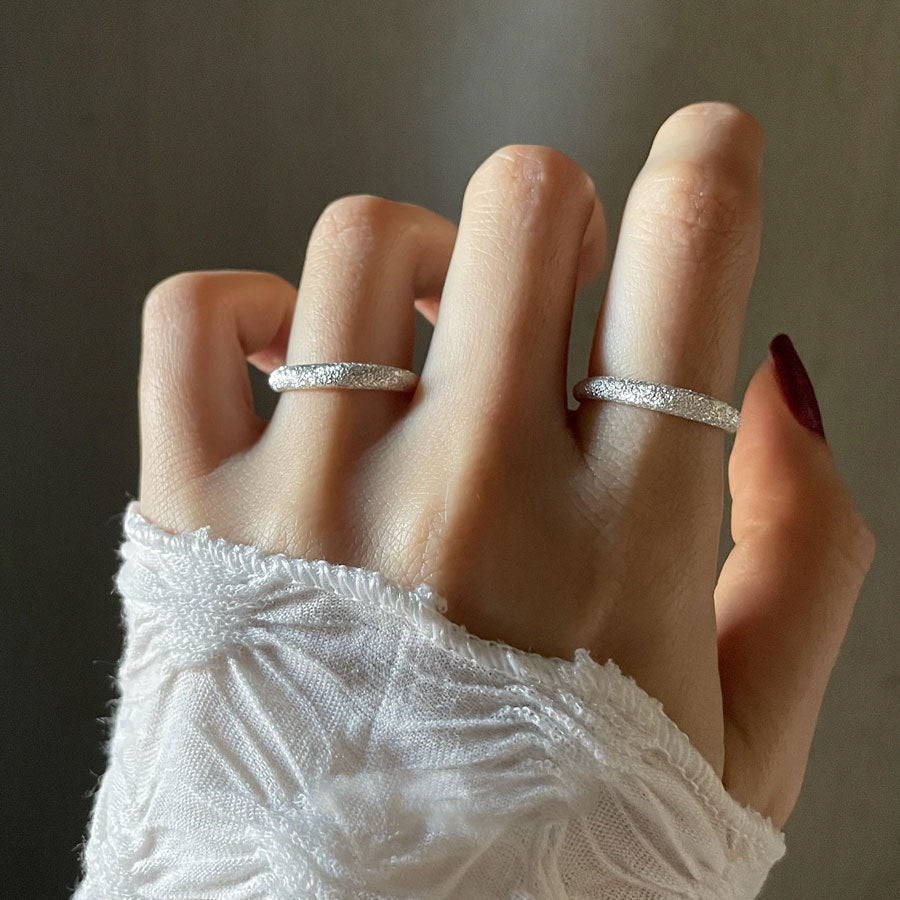 S925 sterling silver frosted sparkling  ring