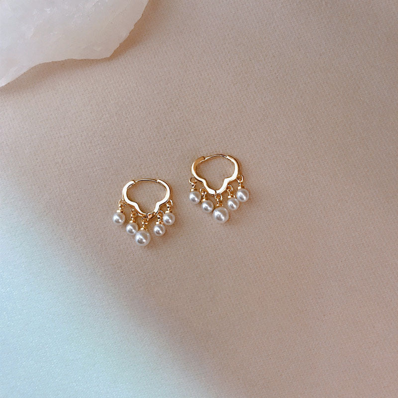 925 sterling silver imitation pearl ear buckle - golden