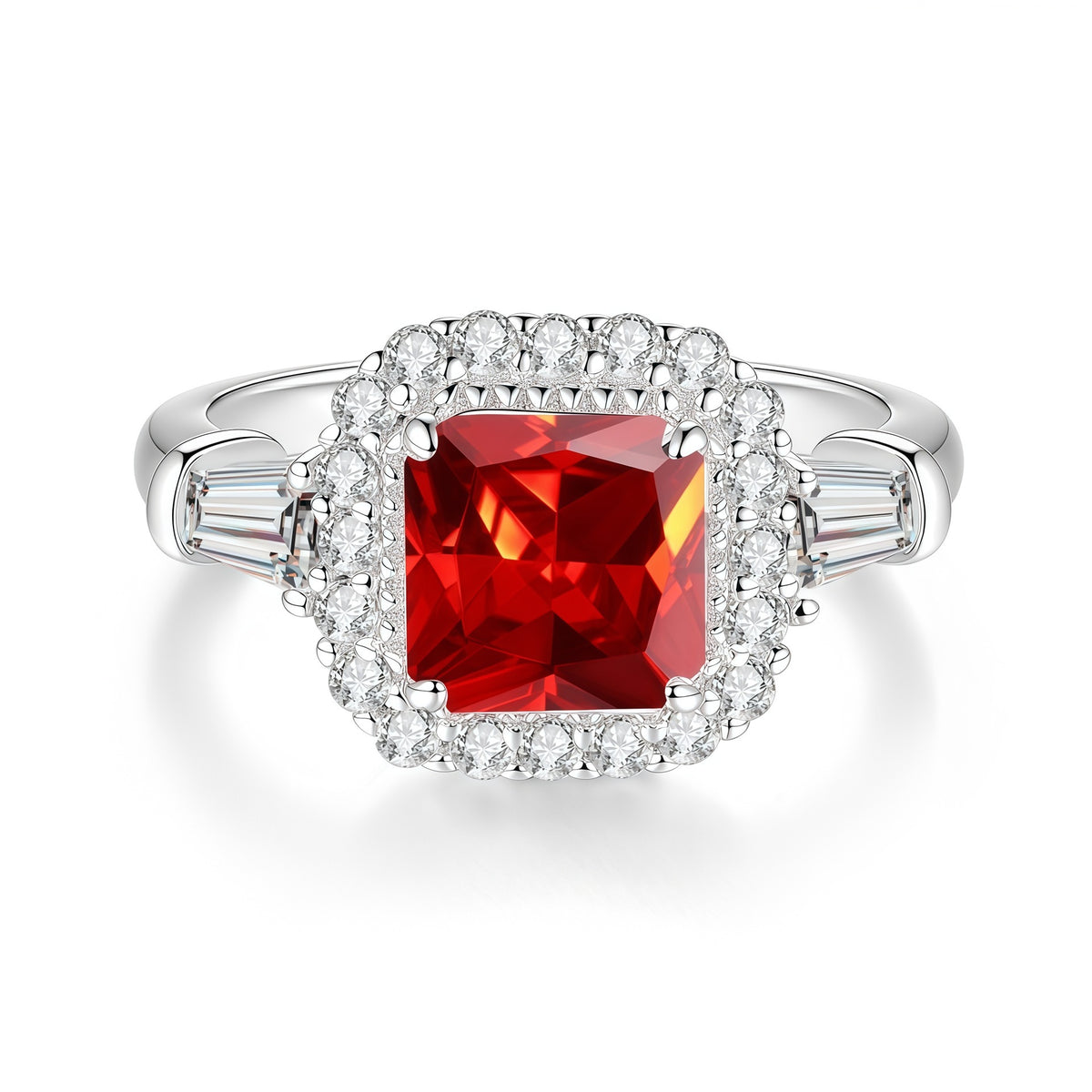 S925 Sterling Silver Ring with Colored Moissanite
