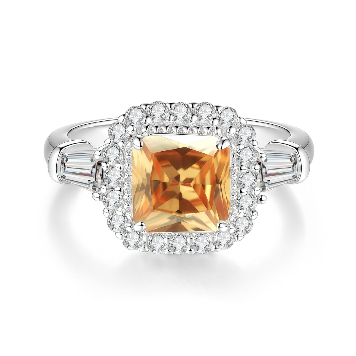 S925 Sterling Silver Ring with Colored Moissanite