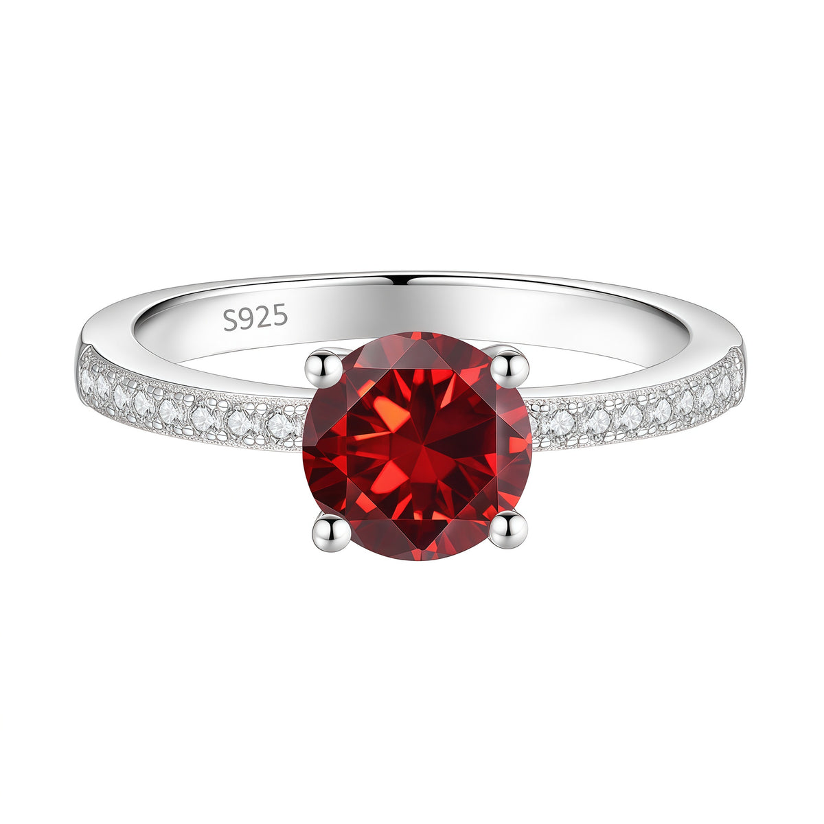 S925 Sterling Silver Ring with Colored Moissanite