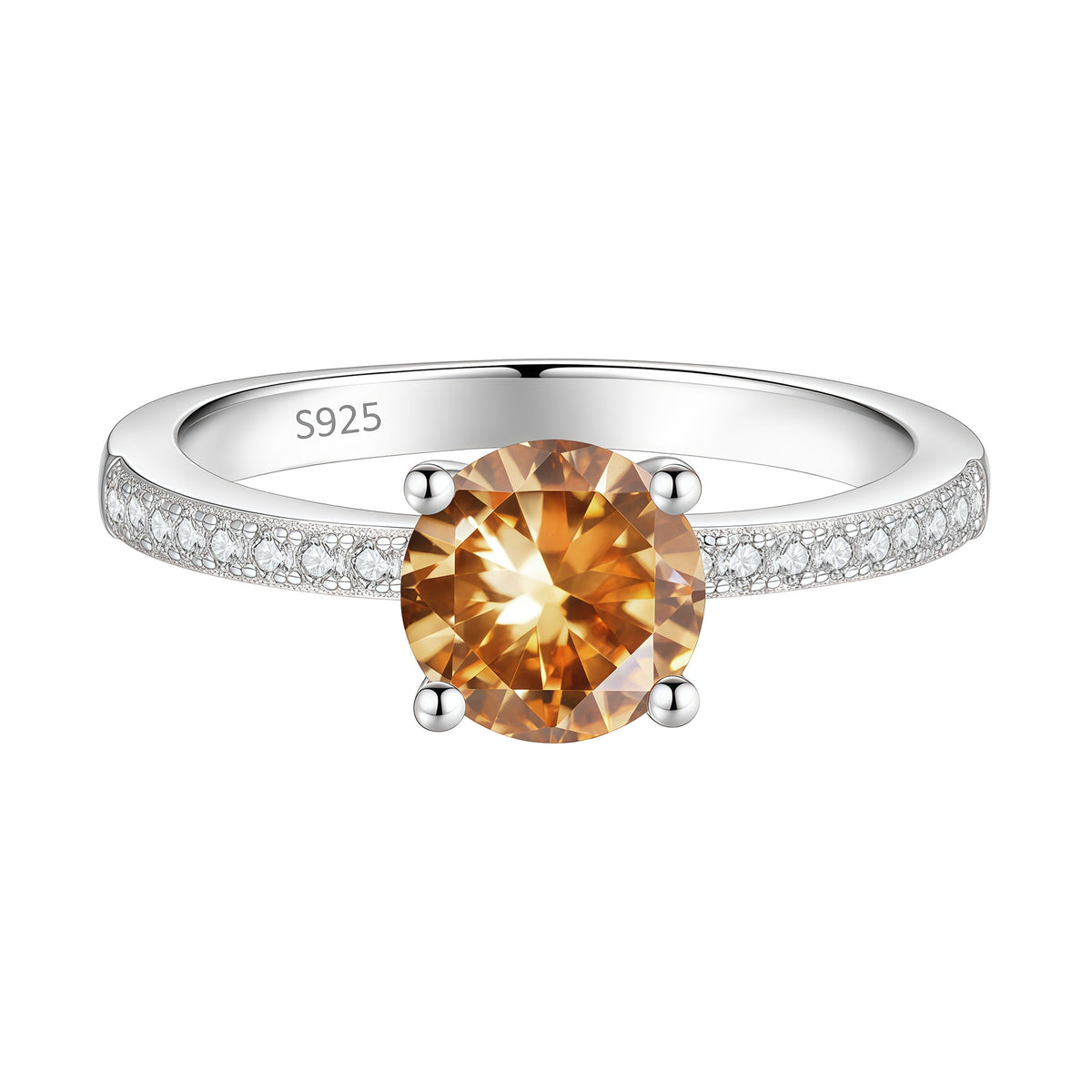 S925 Sterling Silver Ring with Colored Moissanite