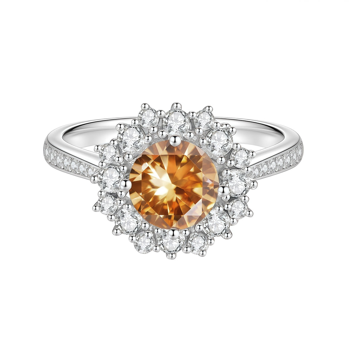 S925 Sterling Silver Colorful Moissanite Ring