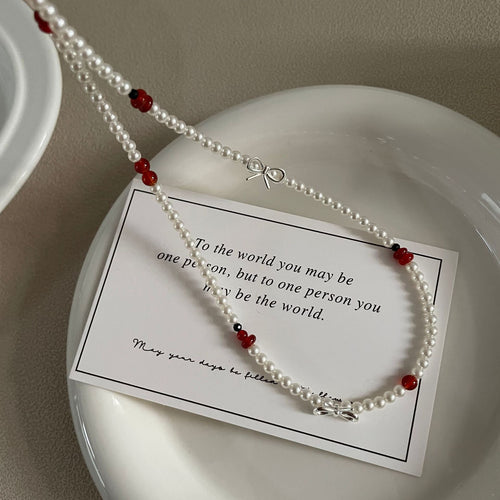 925 silver pearl necklace - silver