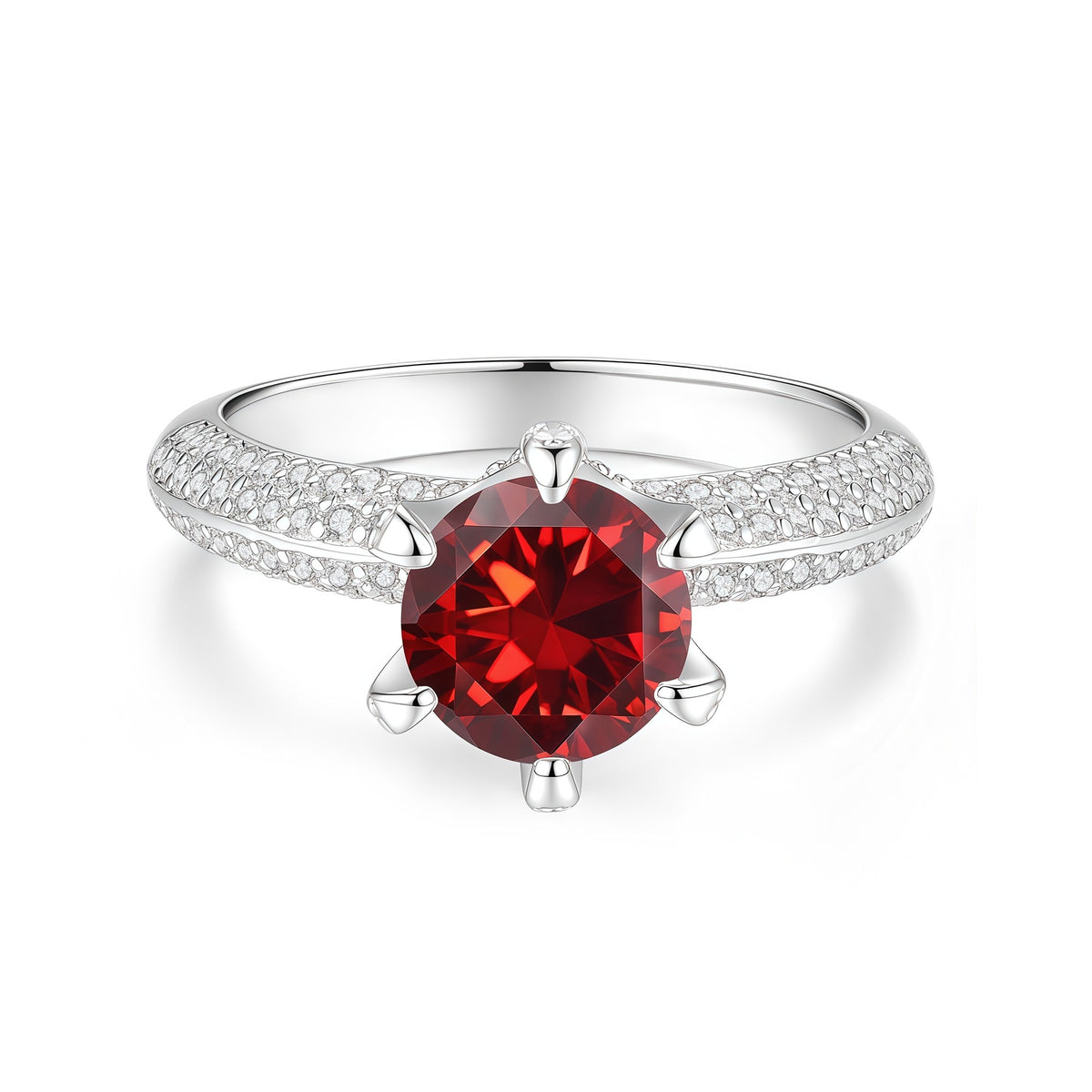 S925 Sterling Silver Six-Prong Moissanite Ring