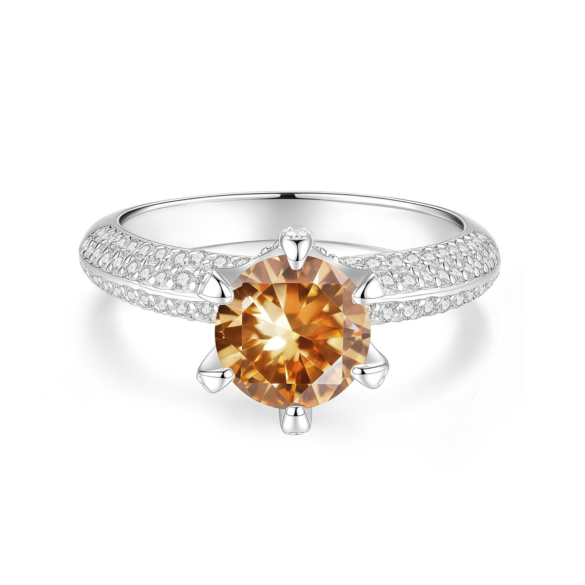 S925 Sterling Silver Six-Prong Moissanite Ring