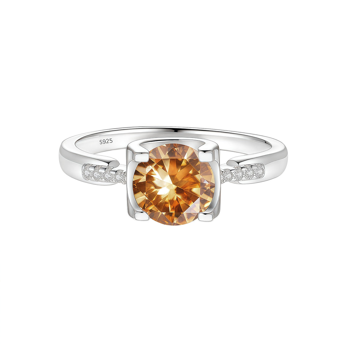 S925 Silver Bull-Head Ring with Colored Moissanite