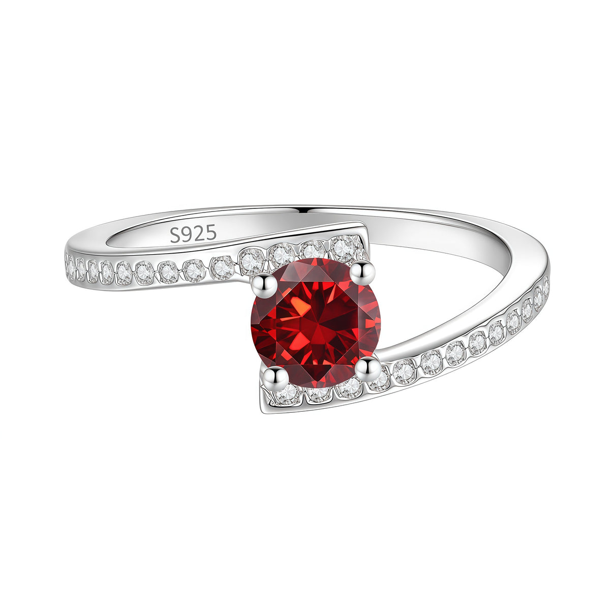 S925 Sterling Silver Four-Prong Ring with Colored Moissanite