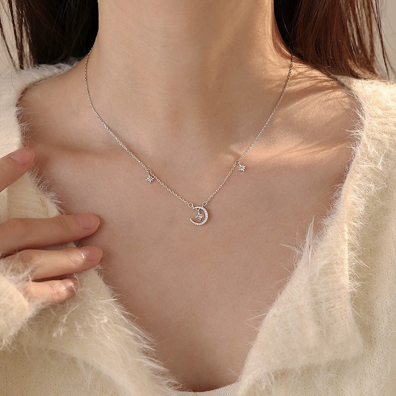 925 sterling silver star and moon pendant necklace