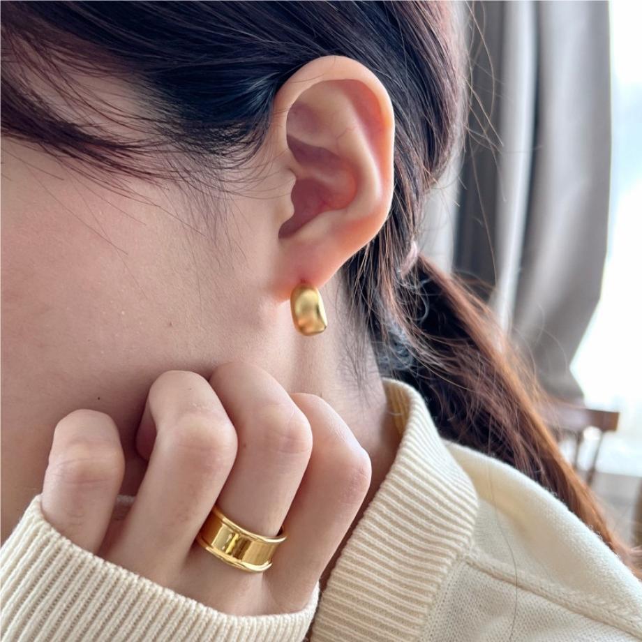 925 sterling silver U-shaped frosted matte earrings
