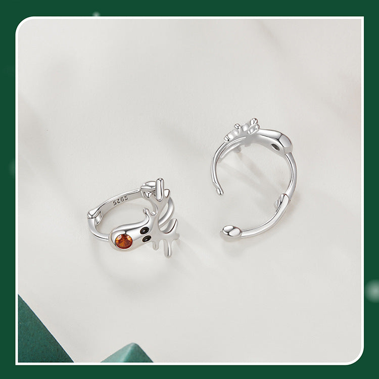 S925 Sterling Silver Christmas Reindeer Earrings