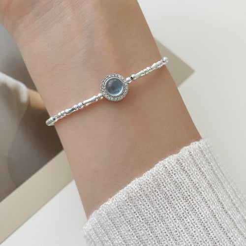 925 sterling silver aquamarine bracelet - silvery