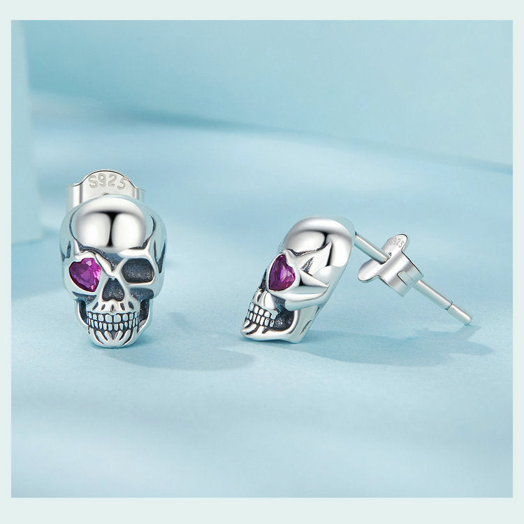 S925 Sterling Silver Halloween Skull Earrings