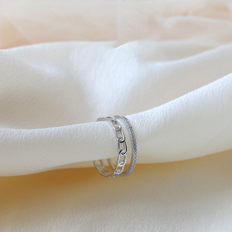 925 sterling silver double-layer open ring