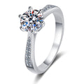 925 Sterling Silver Moissanite Six-Prong Diamond Ring