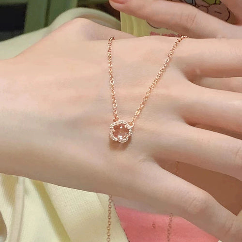 925 sterling silver pink crystal necklace
