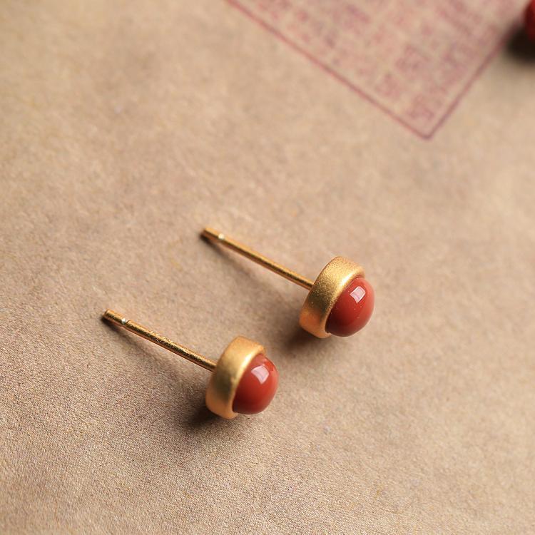 S925 pure silver South Red Agate earrings
