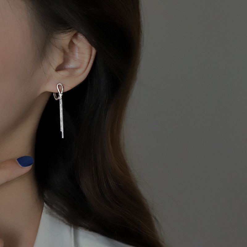 925 sterling silver long tassel pendant earrings
