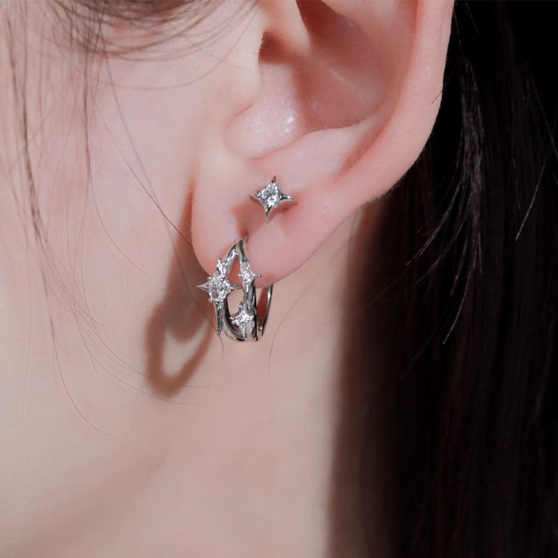 925 sterling silver zircon ear buckle - silvery