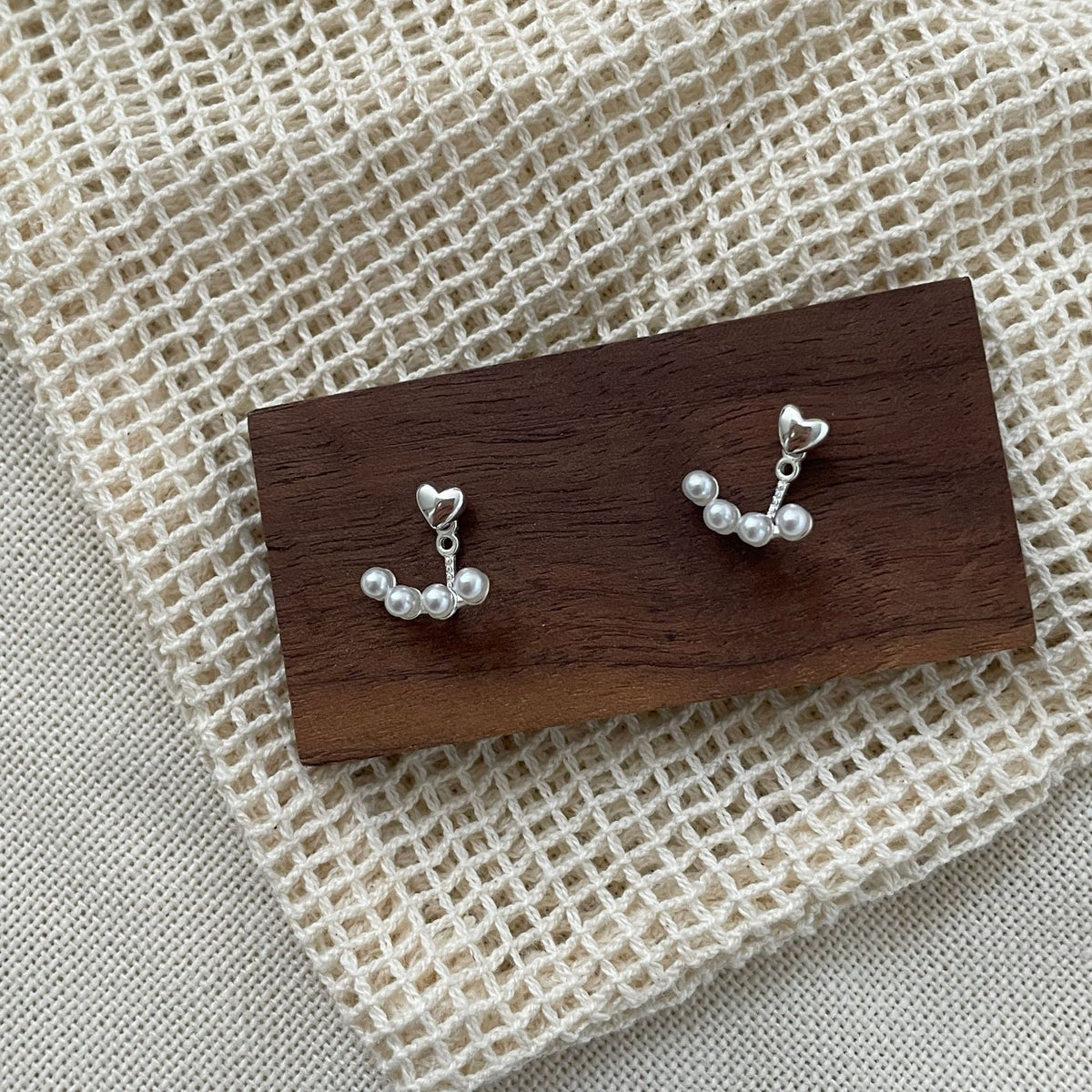  925 sterling silver pearl earrings - silvery