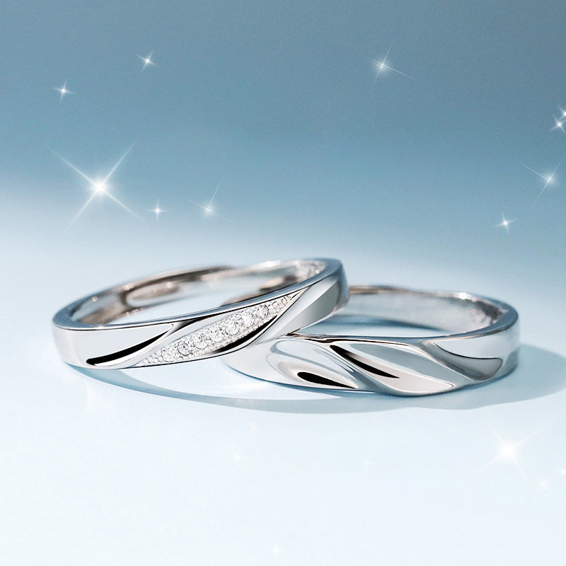 925 sterling silver couple's ring - silver