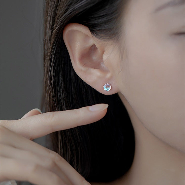 925 sterling silver imitation moonstone earrings