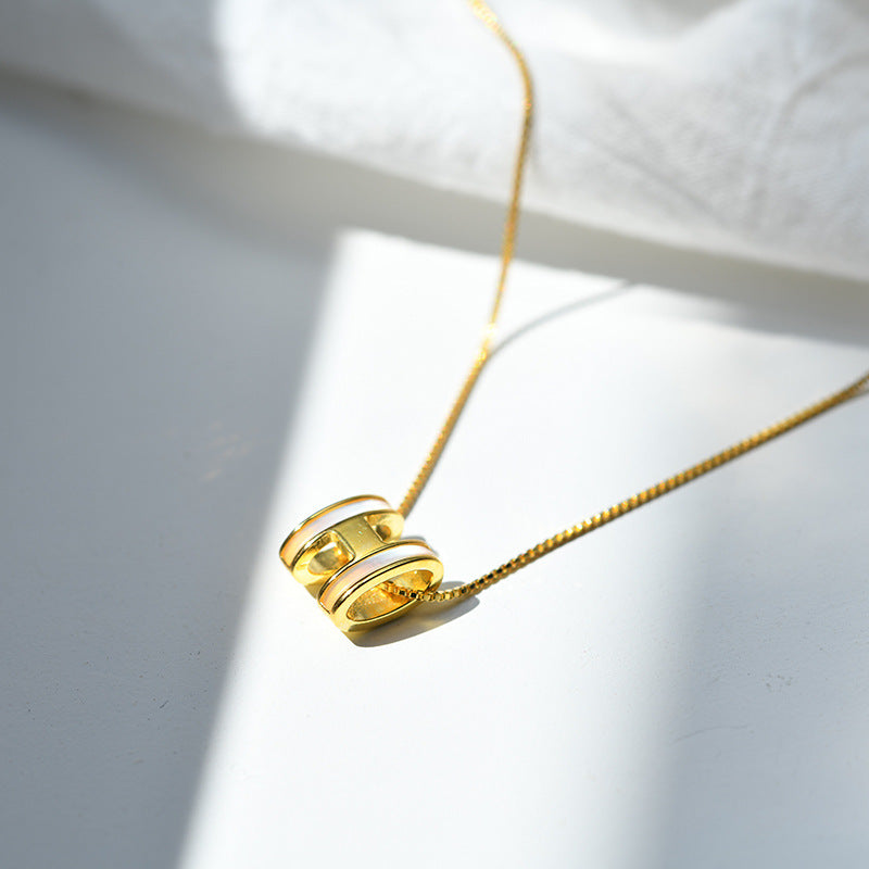 925 sterling silver H-letter pendant necklace - golden