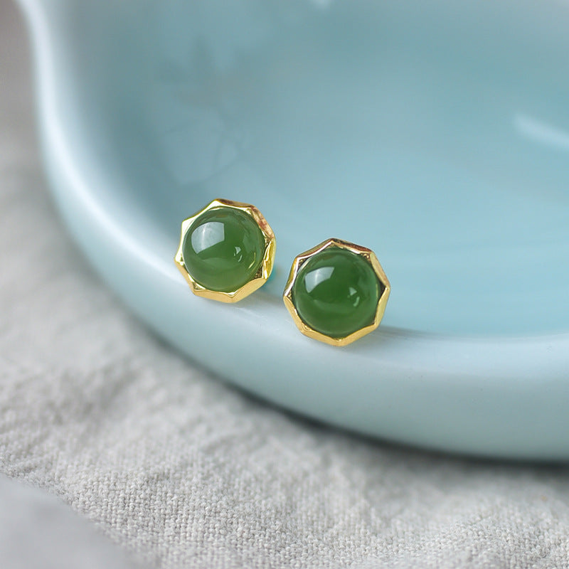 S925 pure silver jade earrings