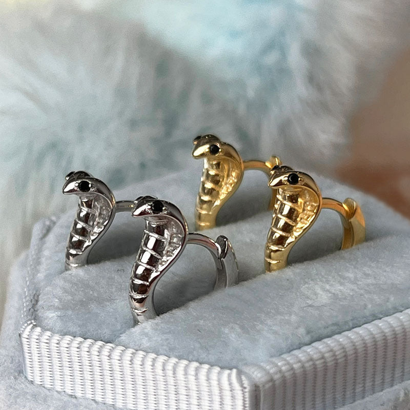 S925 sterling silver snake shaped earrings