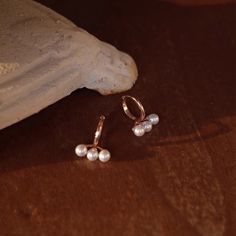 S925 pure silver imitation pearl earrings