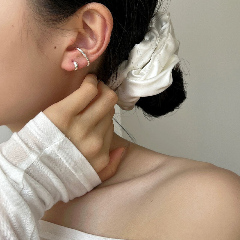 925 sterling silver single ear bone clip - silvery